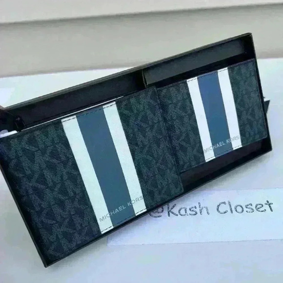 Michael kors Men Wallet Card Case Gift box set Admiral Multi - Picture 6 of 7